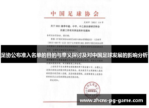 足协公布准入名单的目的与意义探讨及对中国足球发展的影响分析